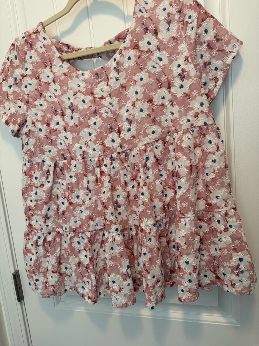 Pink Lily Rose Pink Floral Tiered Babydoll Blouse